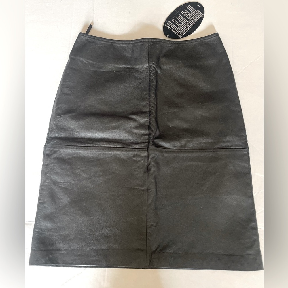 Vintage 90s Y2K Newport News Black Genuine Real Leather Pencil Skirt Wms Size 2